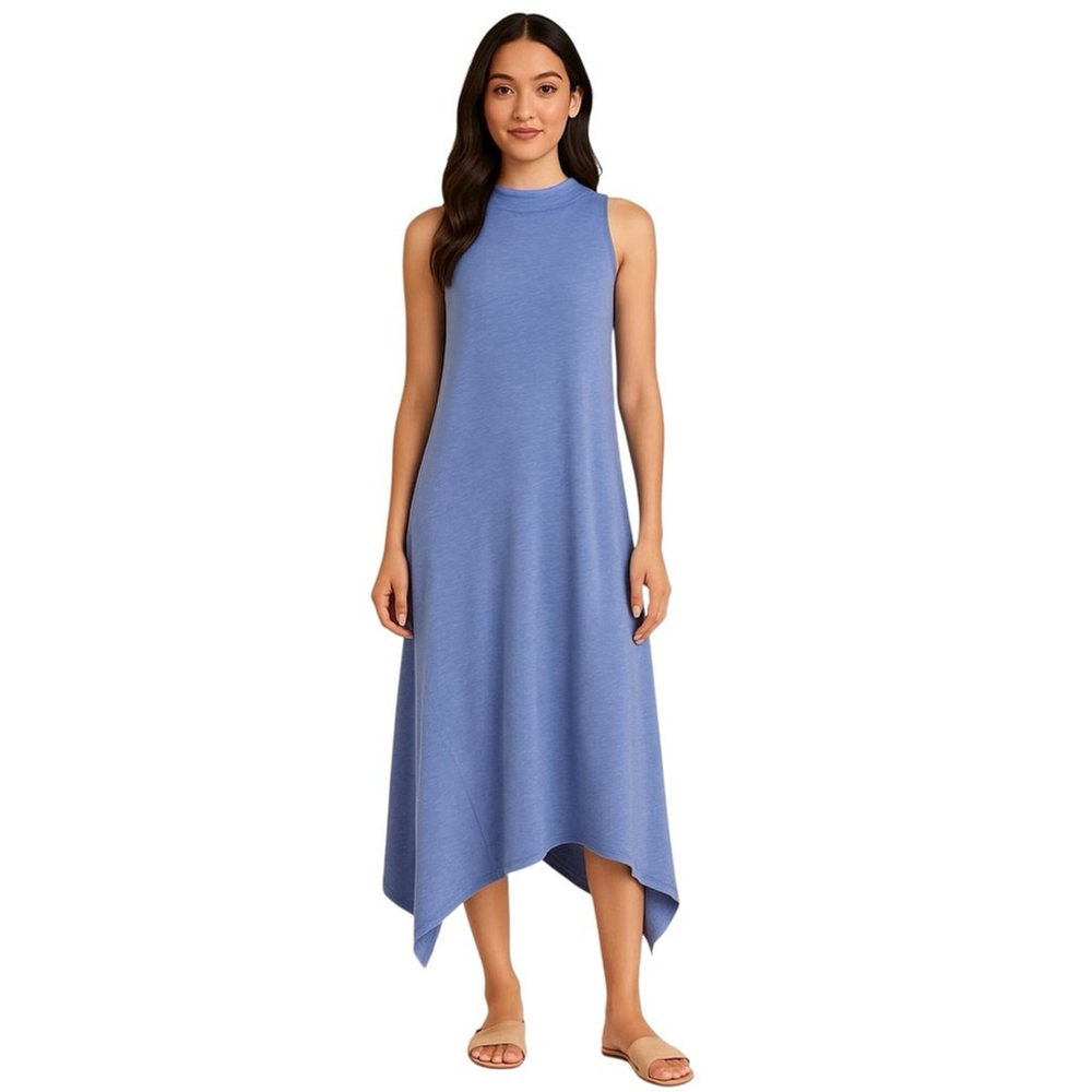 CHALETETCECI NWT Sleeveless cotton Midi dress with Asymmetric Hem in Mauve Sz S